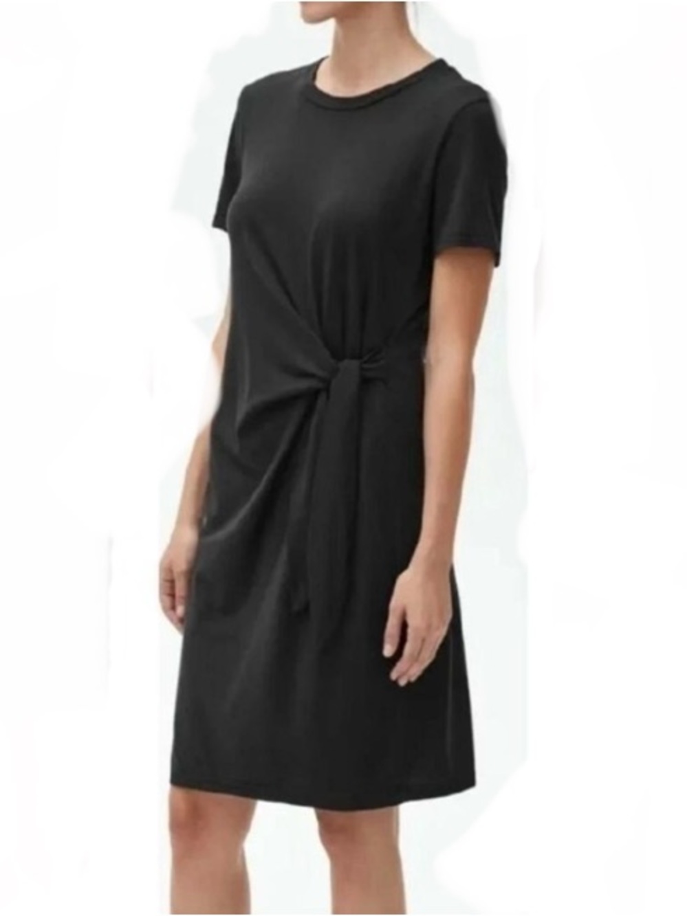 Vince Side-Tie Black Cotton  Short Sleeve Casual Mini Dress Large - Picture 3 of 10